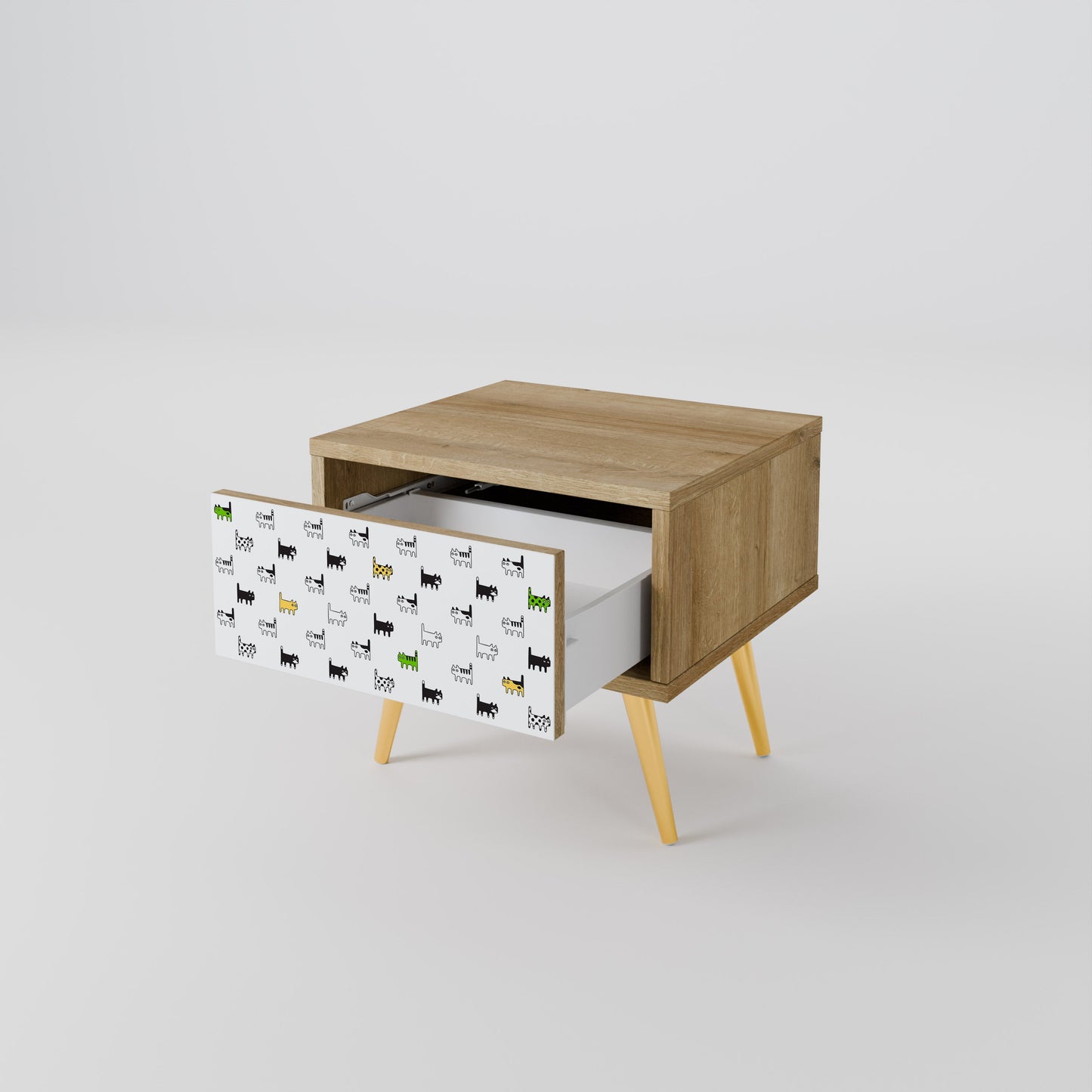 CATS COMPILATION Nightstand in Oak Effect