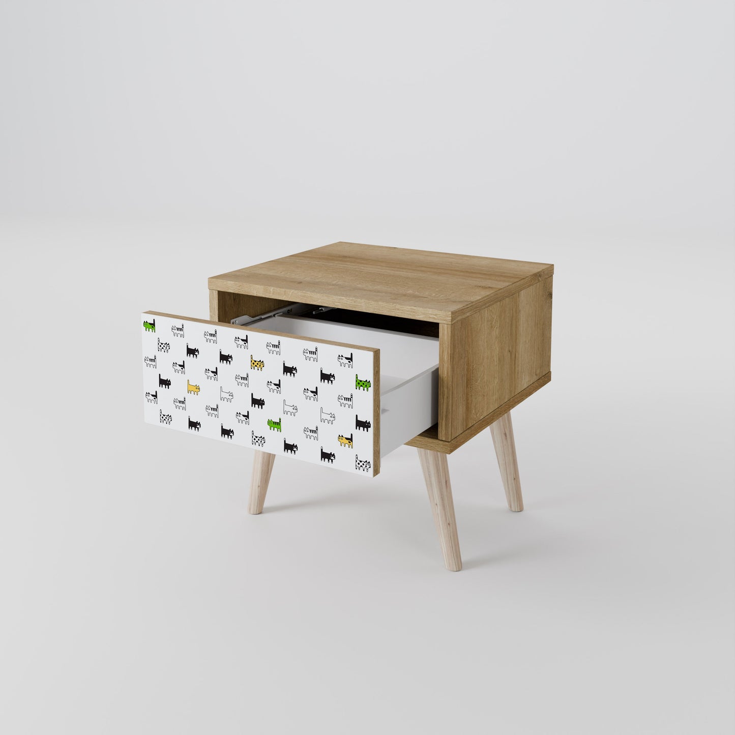 CATS COMPILATION Nightstand in Oak Effect