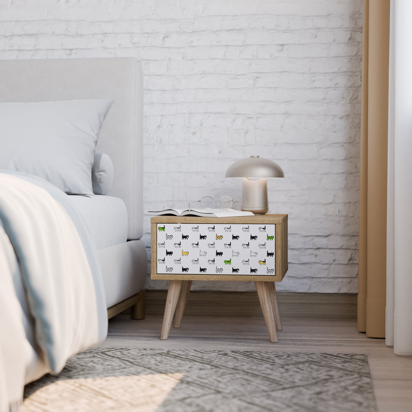CATS COMPILATION Nightstand in Oak Effect