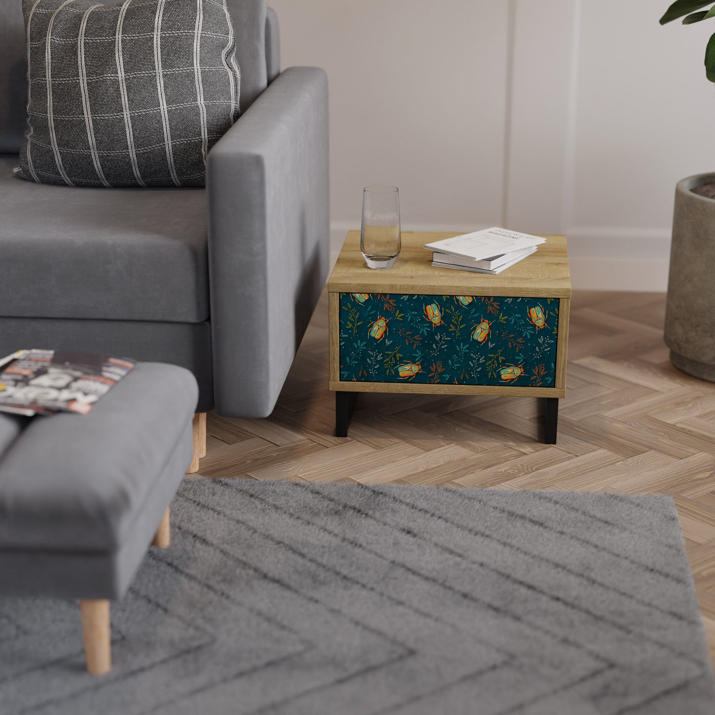 Comodino AUTUMN INSETTI in effetto rovere