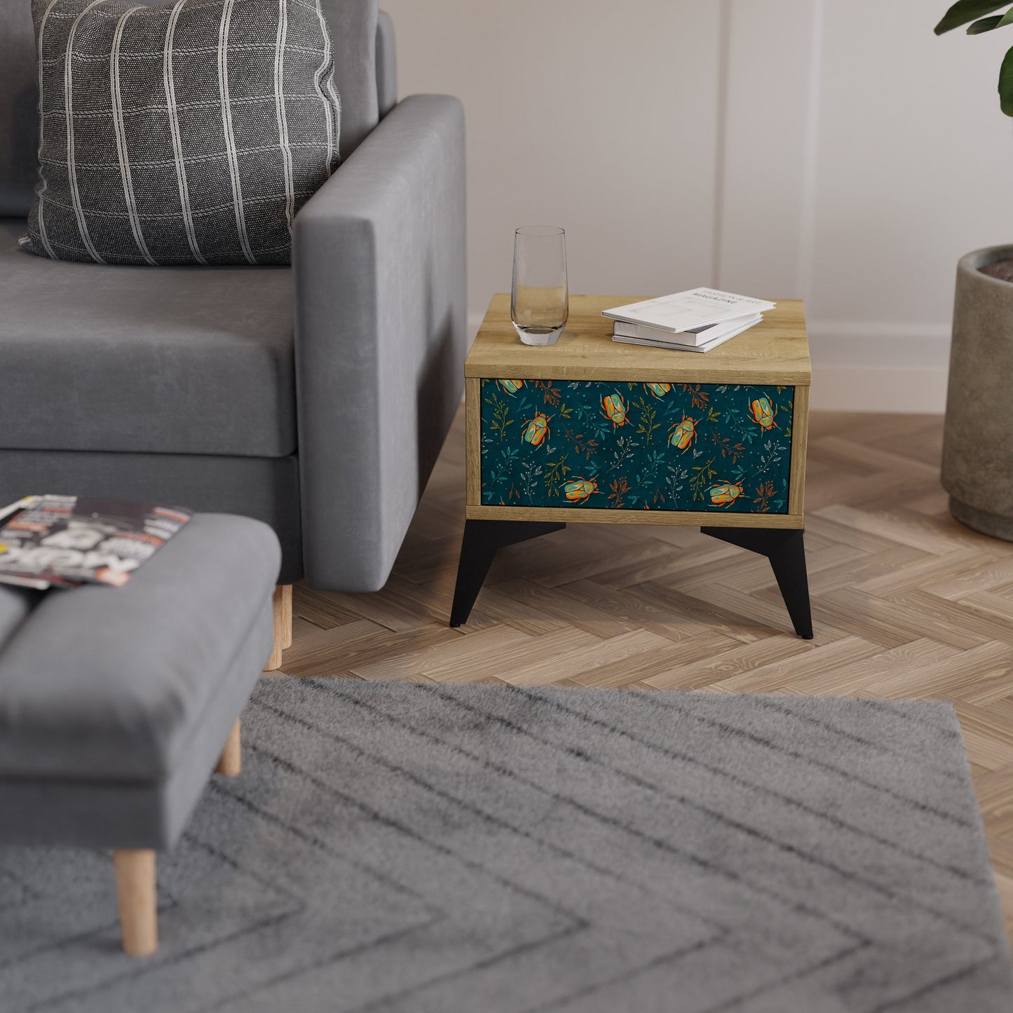 Comodino AUTUMN INSETTI in effetto rovere