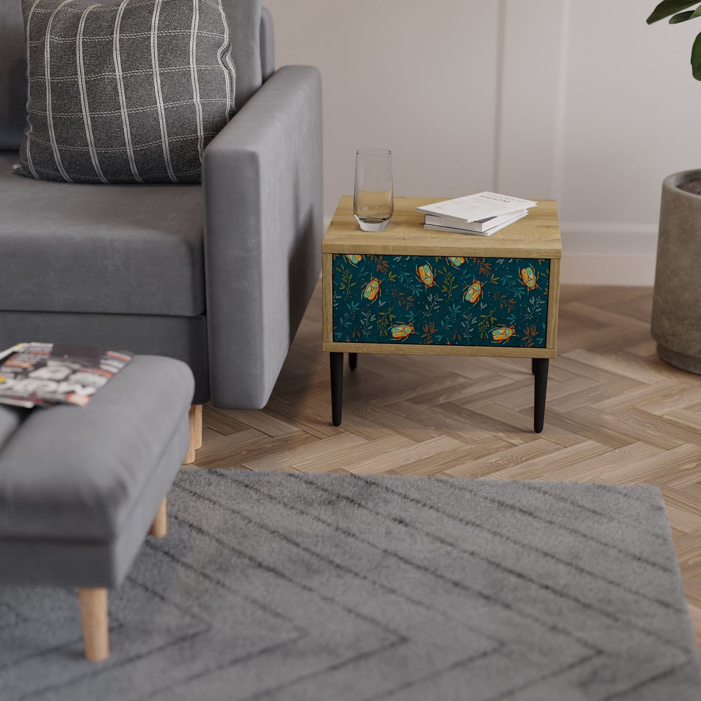 Comodino AUTUMN INSETTI in effetto rovere