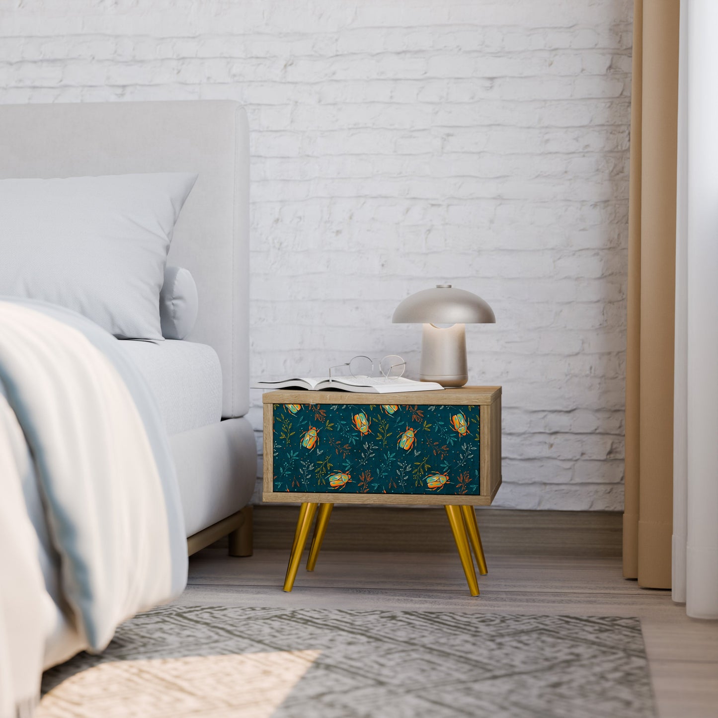Comodino AUTUMN INSETTI in effetto rovere