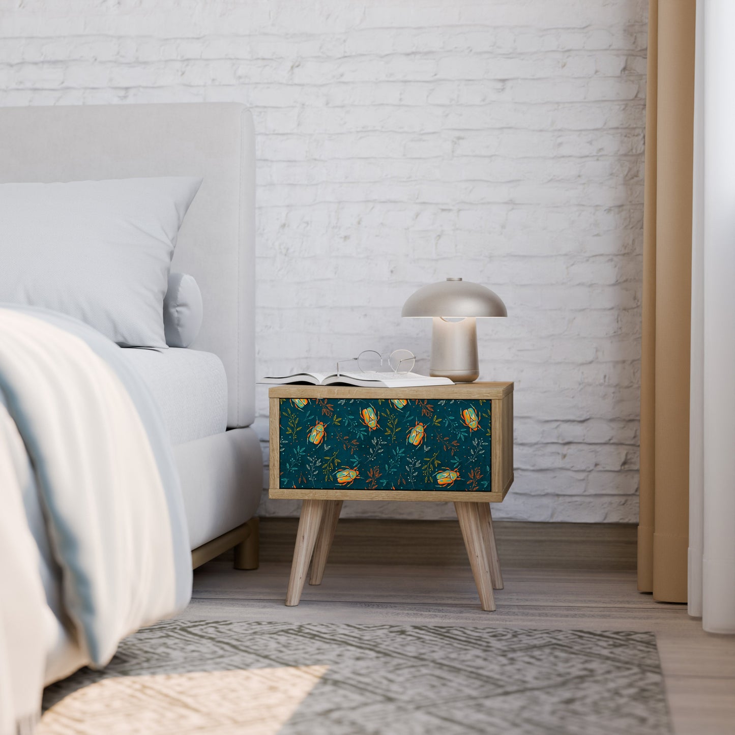 Comodino AUTUMN INSETTI in effetto rovere