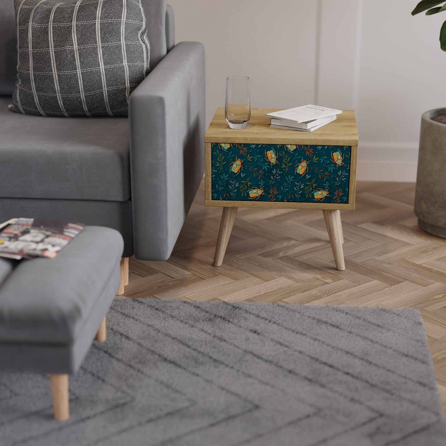 Comodino AUTUMN INSETTI in effetto rovere