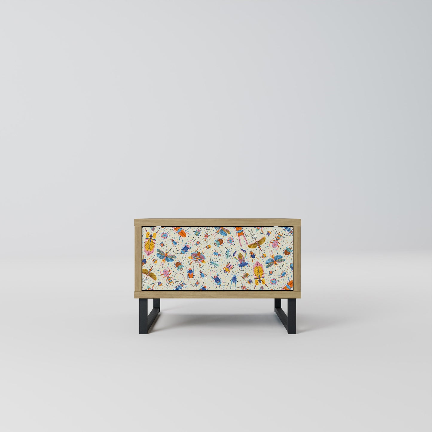 COLORFUL INSECTS Nightstand in Oak Effect