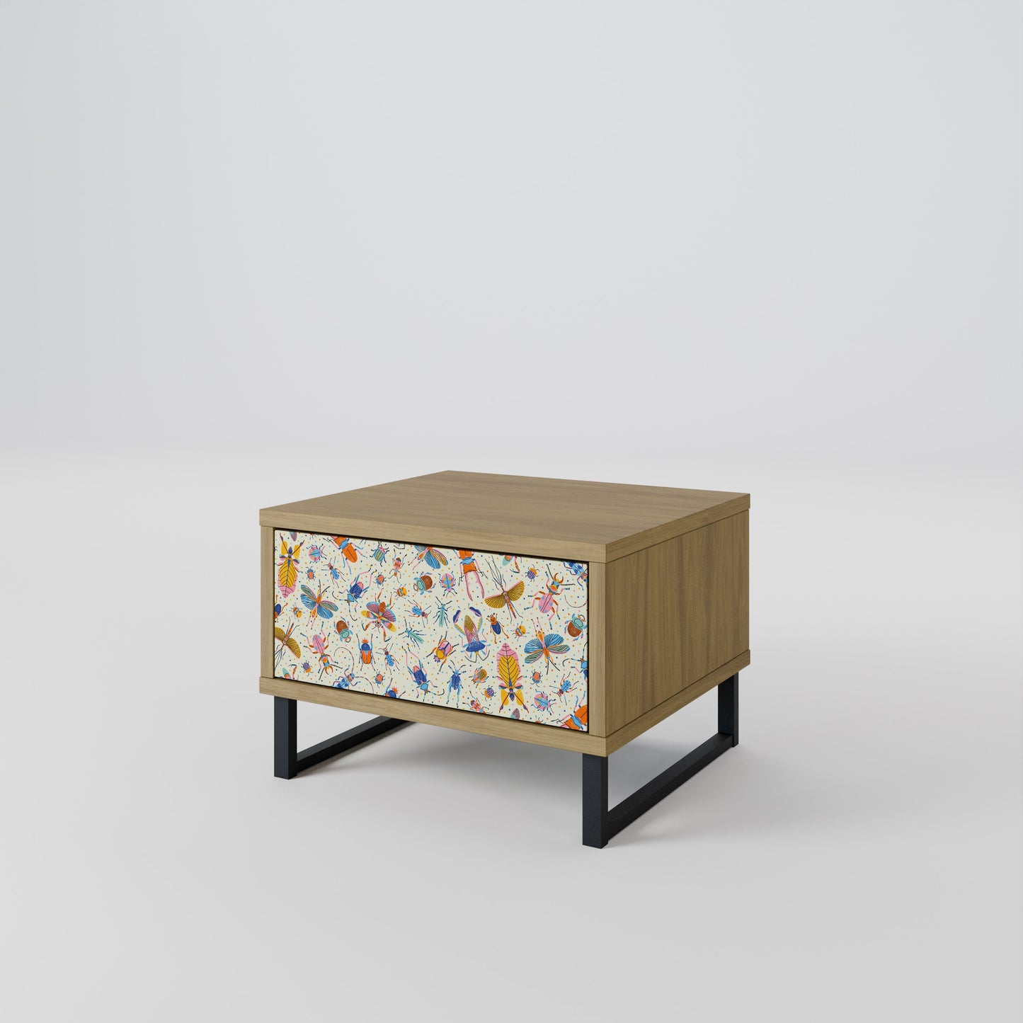 COLORFUL INSECTS Nightstand in Oak Effect