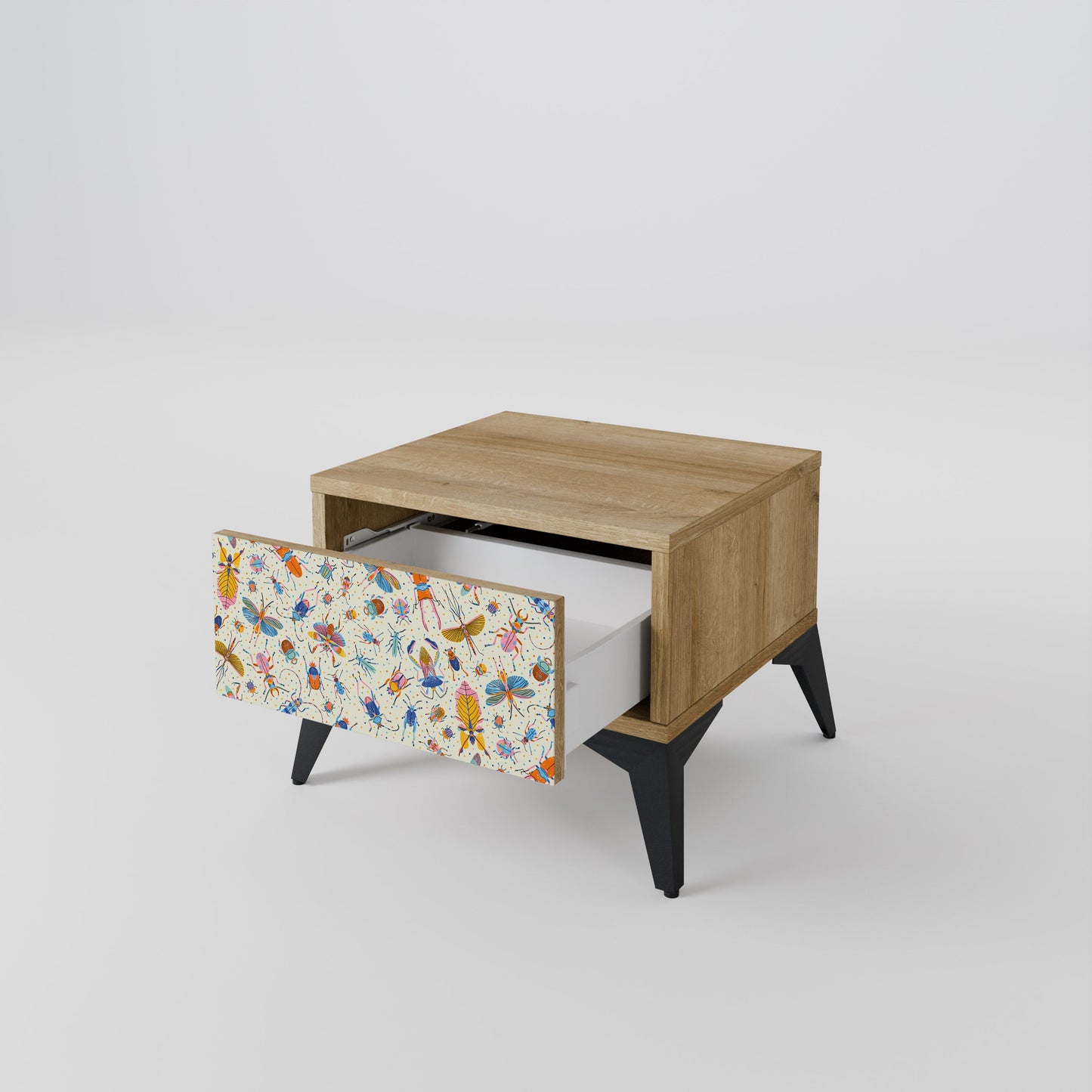 COLORFUL INSECTS Nightstand in Oak Effect
