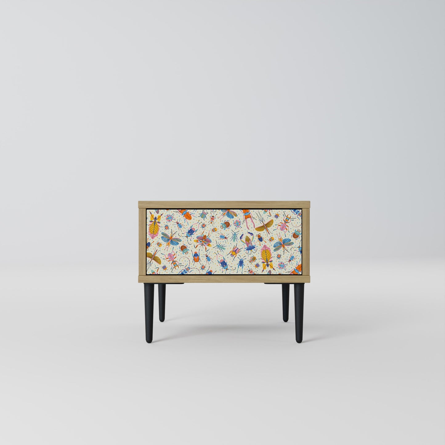 COLORFUL INSECTS Nightstand in Oak Effect