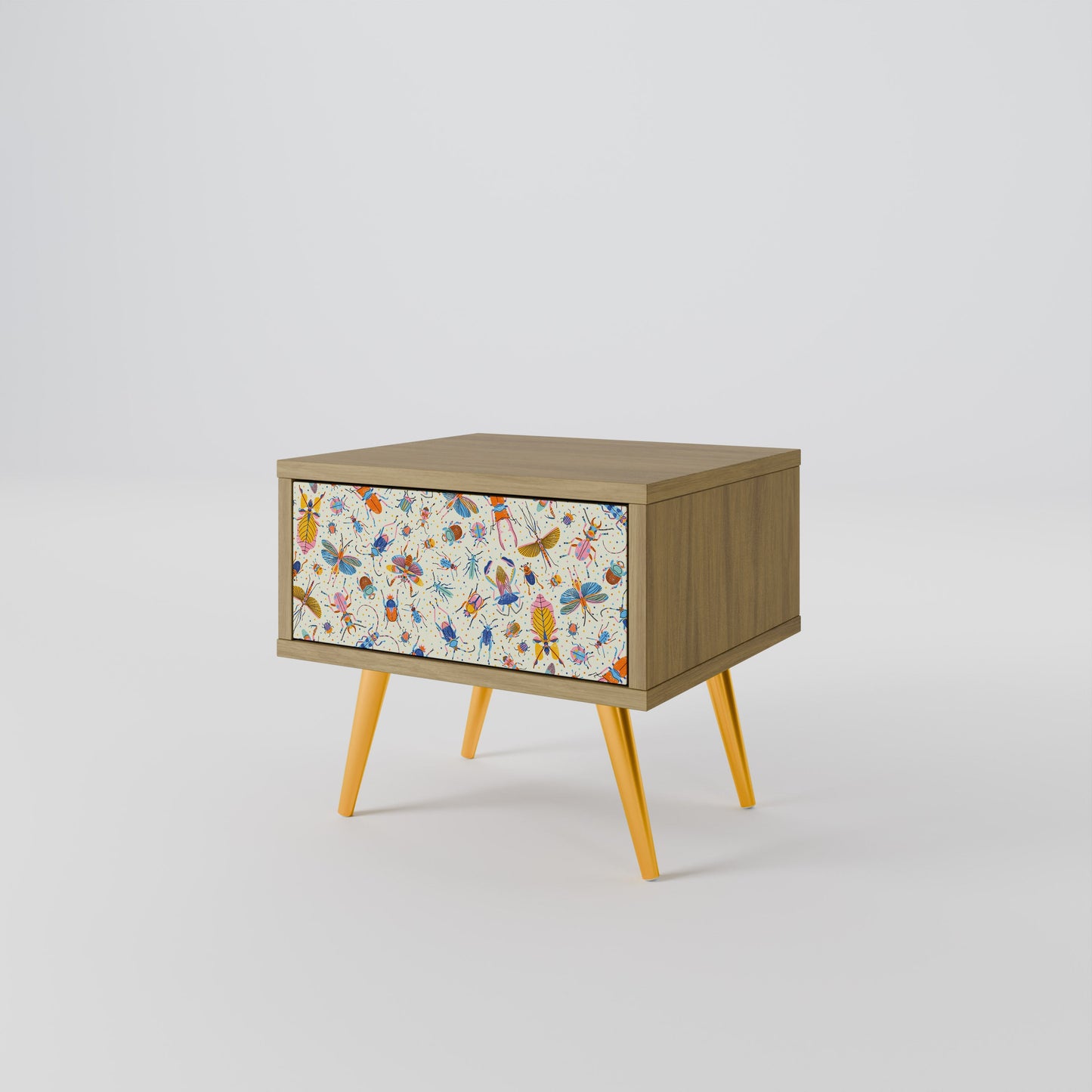 COLORFUL INSECTS Nightstand in Oak Effect