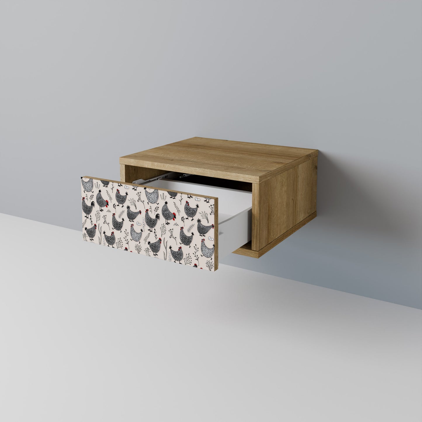 Comodino HAPPY HENS effetto rovere