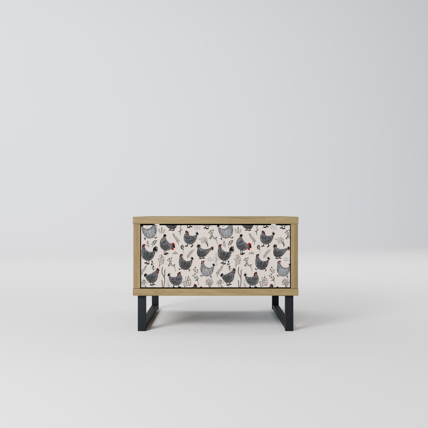 Comodino HAPPY HENS effetto rovere