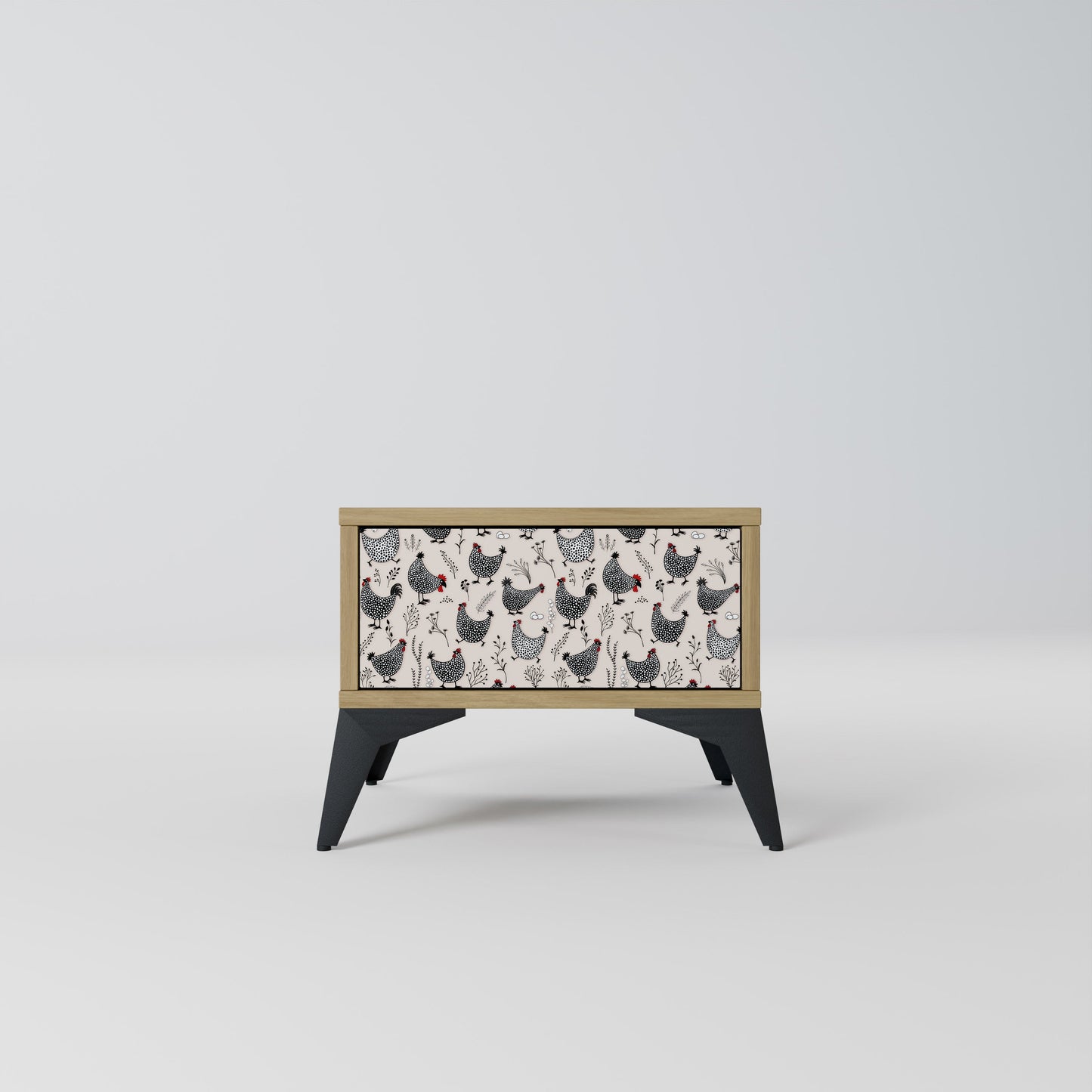 Comodino HAPPY HENS effetto rovere