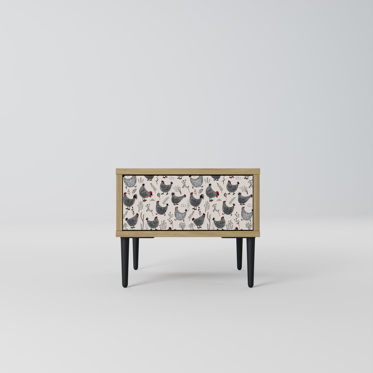 Comodino HAPPY HENS effetto rovere