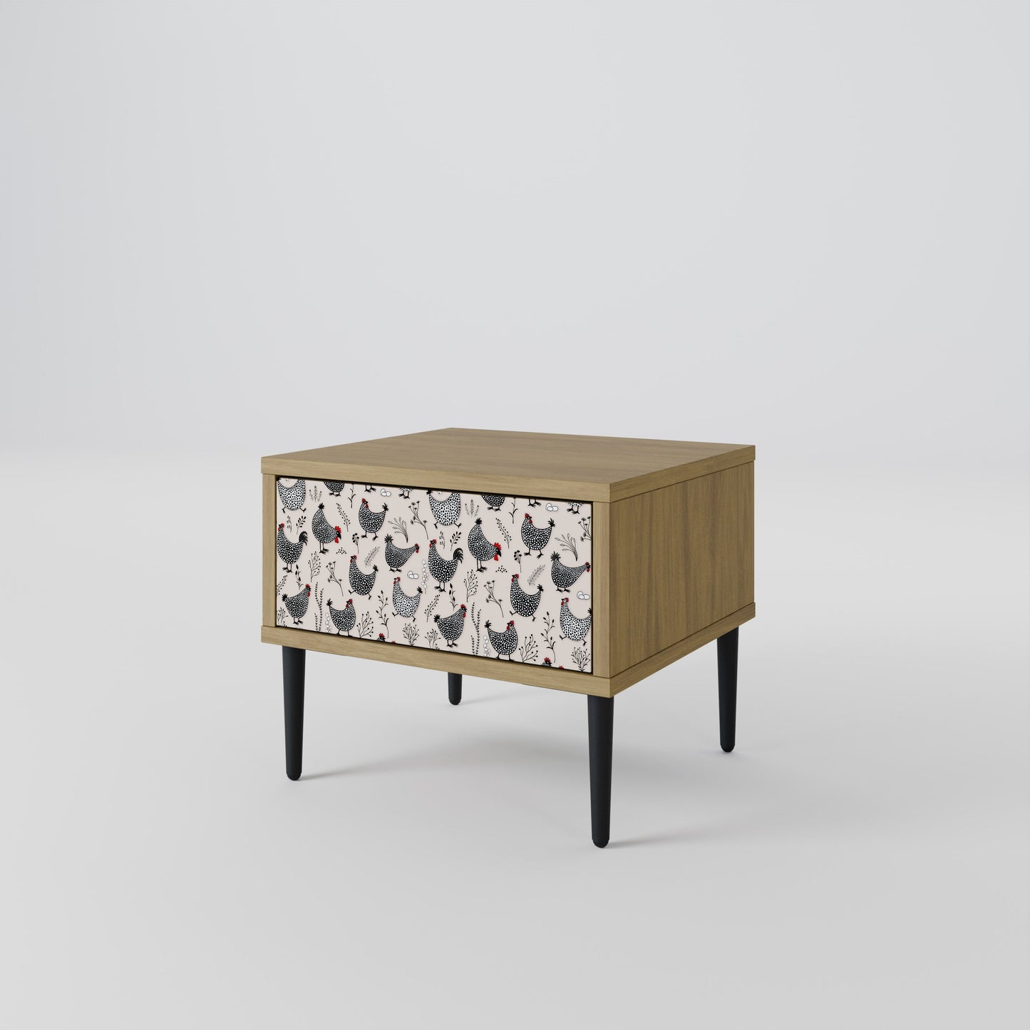 Comodino HAPPY HENS effetto rovere