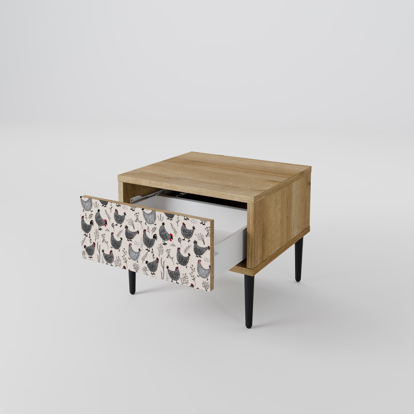 Comodino HAPPY HENS effetto rovere