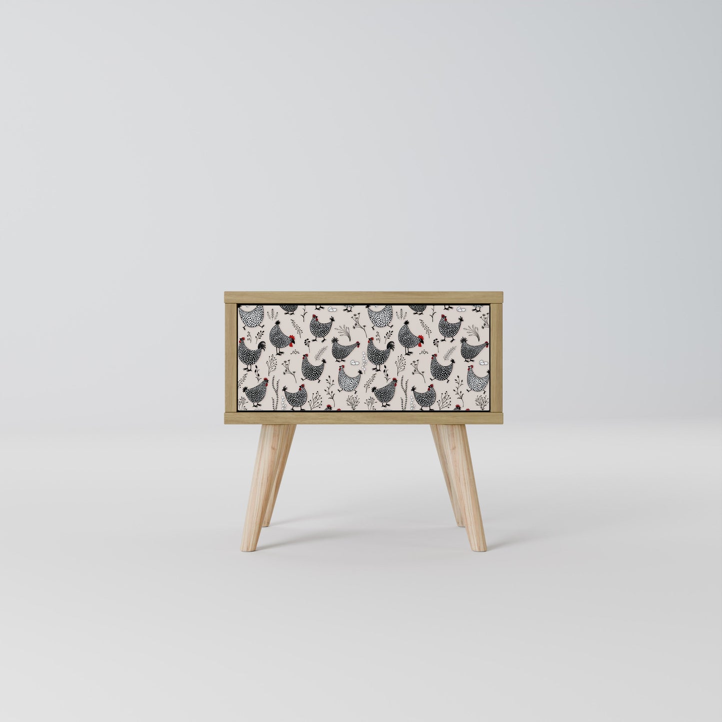 Comodino HAPPY HENS effetto rovere