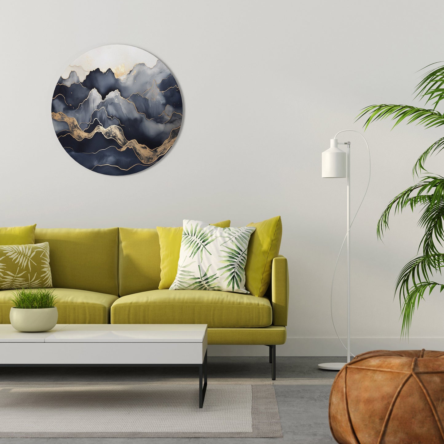 GOLDEN ALPINE BLISS Round Wall Art
