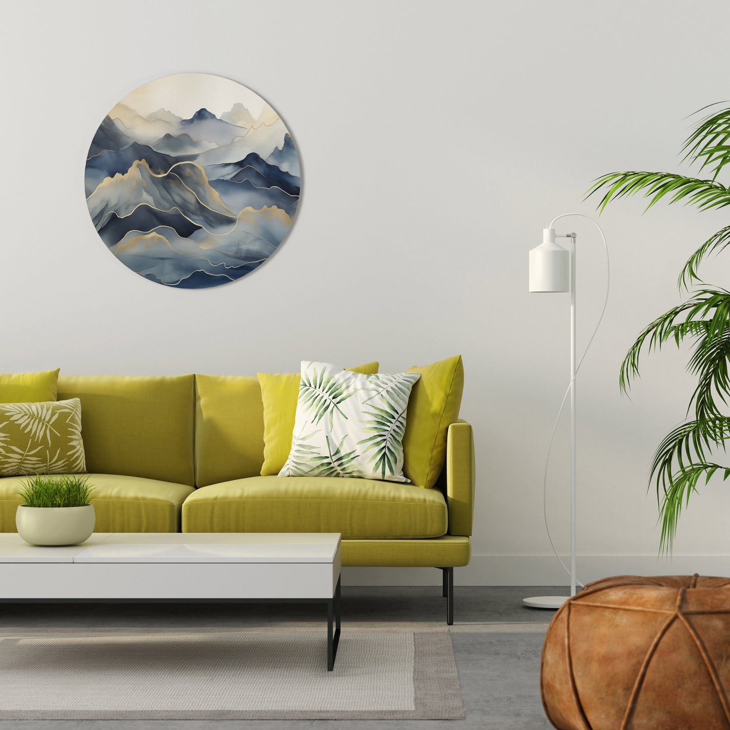 GOLDEN MOUNTAIN FOG Round Wall Art