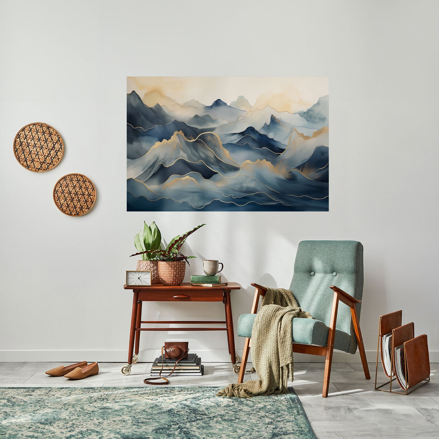 Poster orizzontale staccabile e attaccabile GOLDEN MOUNTAIN FOG