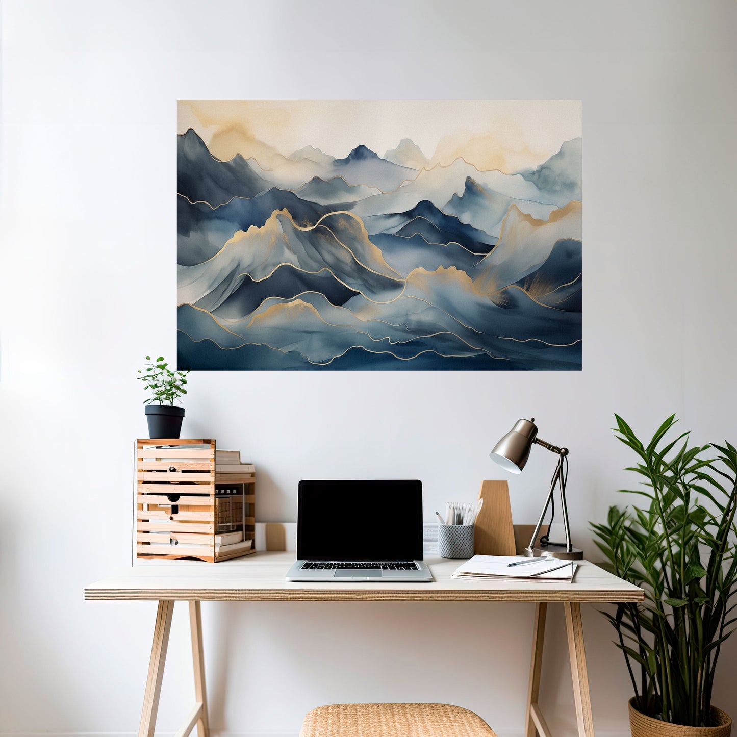 Poster orizzontale staccabile e attaccabile GOLDEN MOUNTAIN FOG