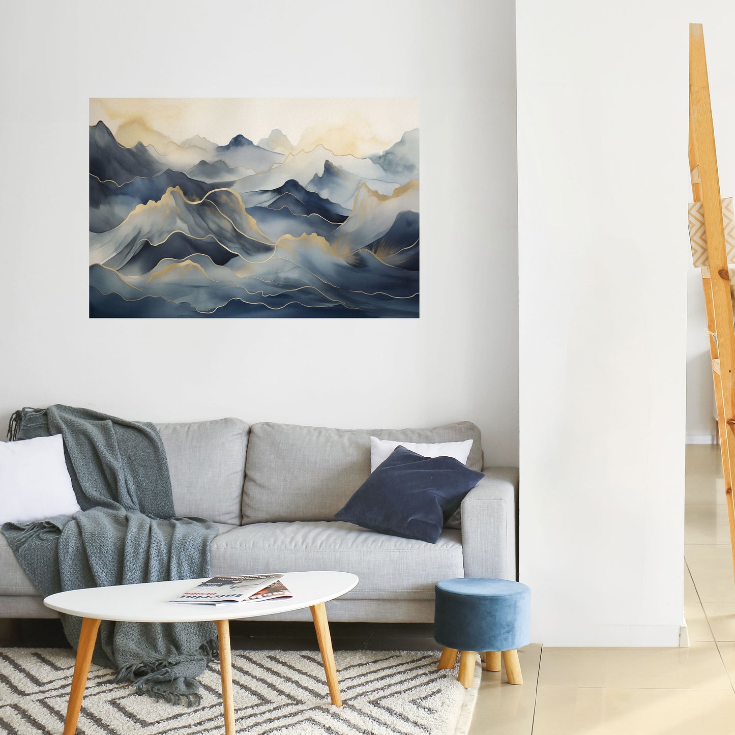 Poster orizzontale staccabile e attaccabile GOLDEN MOUNTAIN FOG