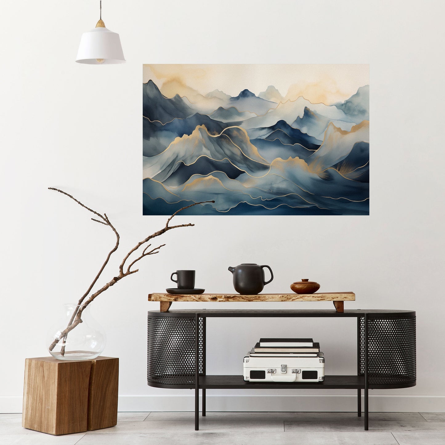 Poster orizzontale staccabile e attaccabile GOLDEN MOUNTAIN FOG