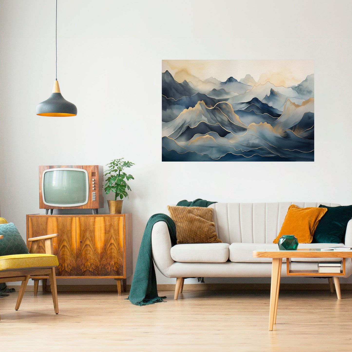 Poster orizzontale staccabile e attaccabile GOLDEN MOUNTAIN FOG