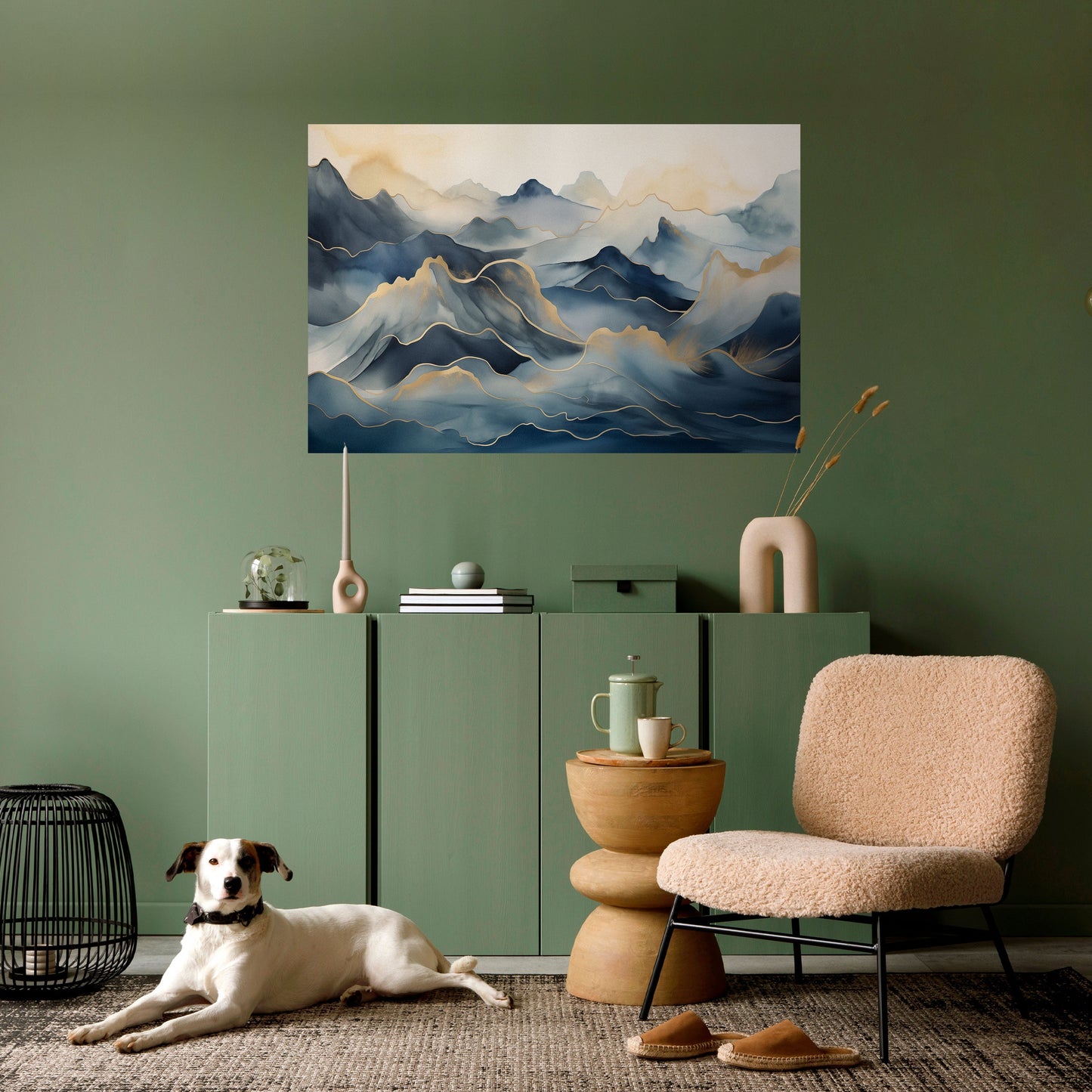 Poster orizzontale staccabile e attaccabile GOLDEN MOUNTAIN FOG