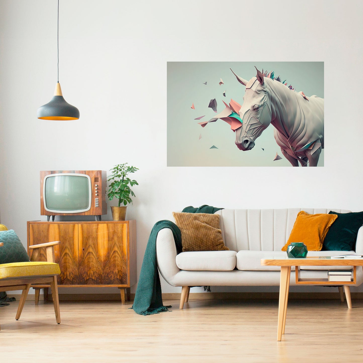 Poster orizzontale staccabile e attaccabile CAVALLO FUTURISTICO