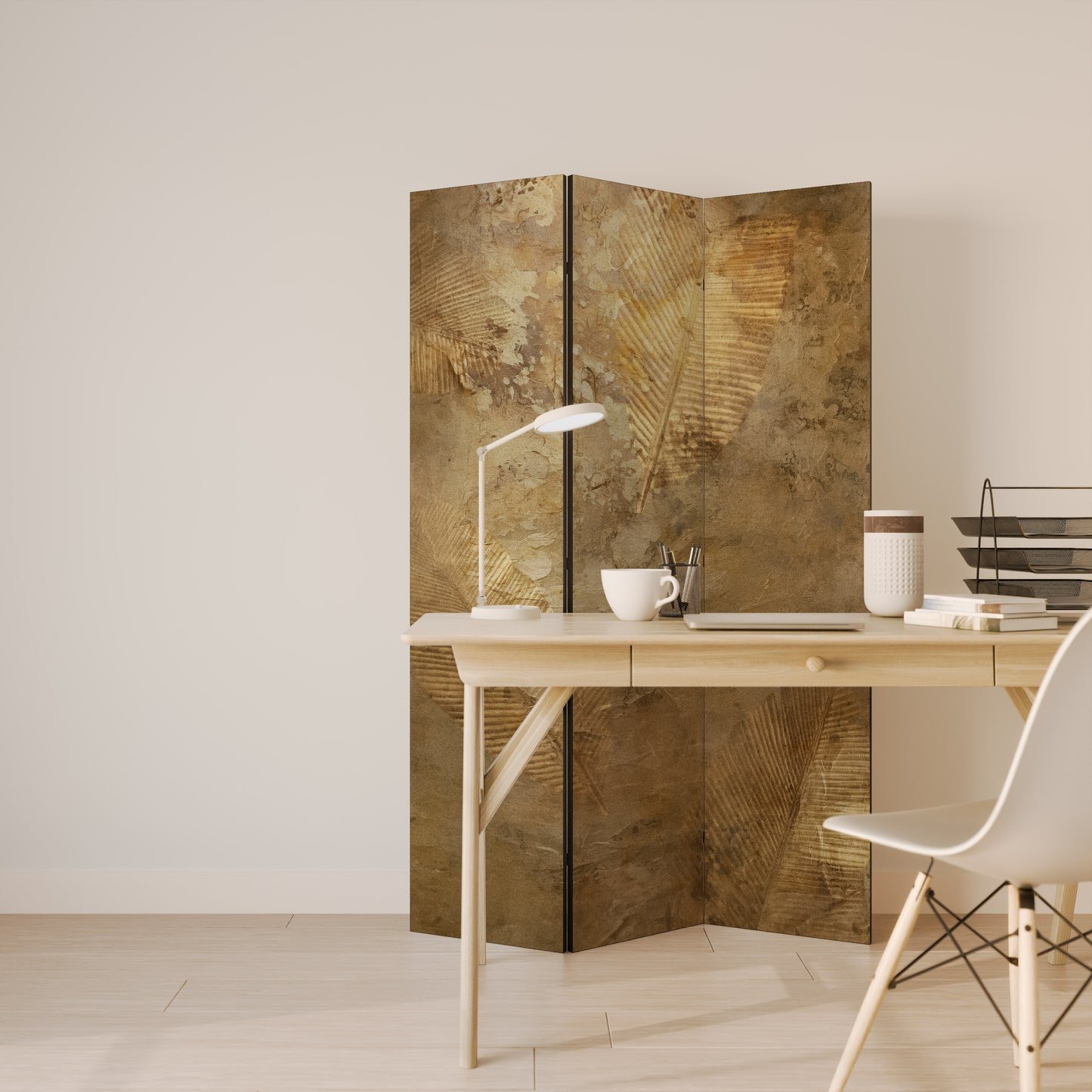DIVISORIO DECORATIVO A 3 PANNELLI "GILDED LEAF CASCADE"