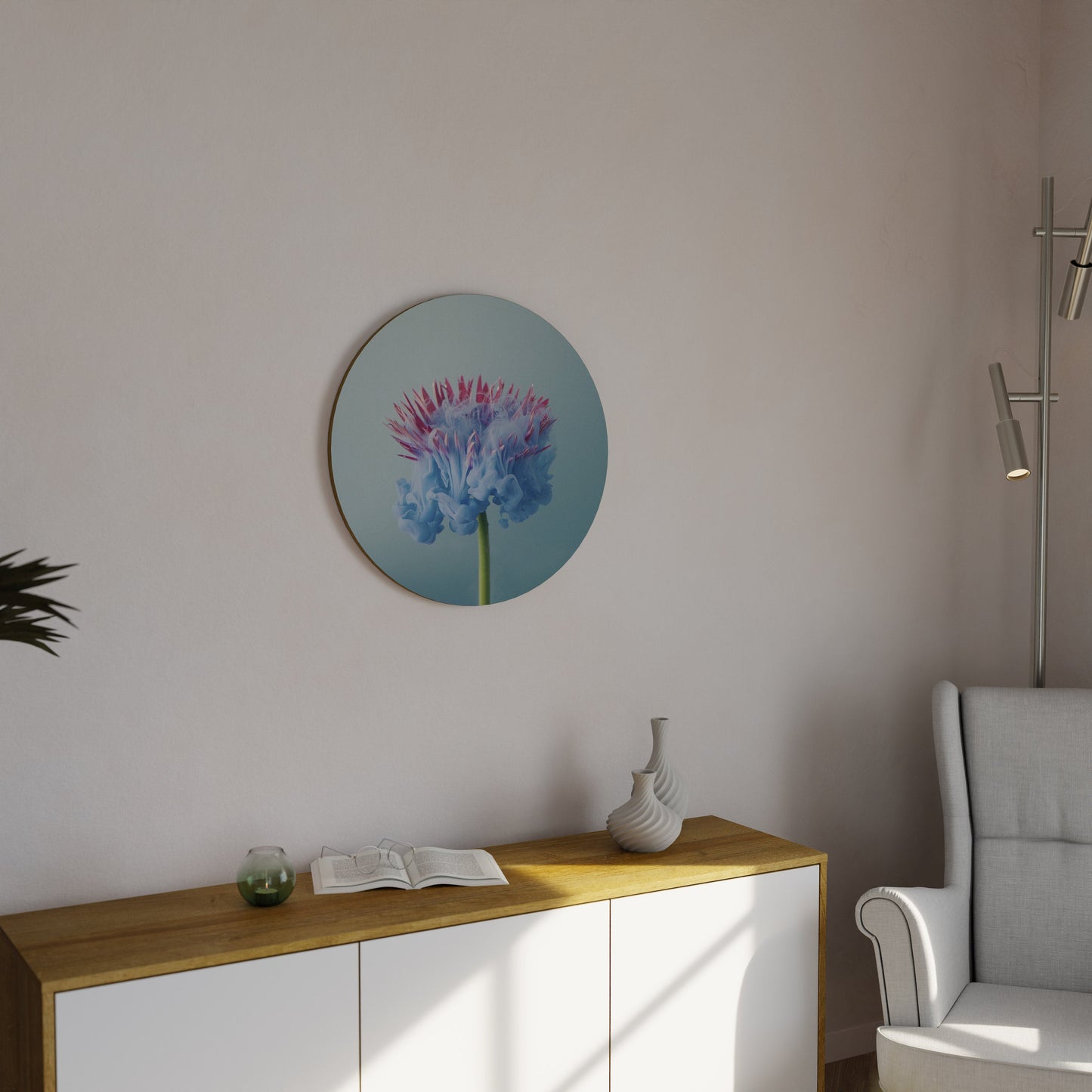 MISTY BLUE EXPLOSION Round Wall Art