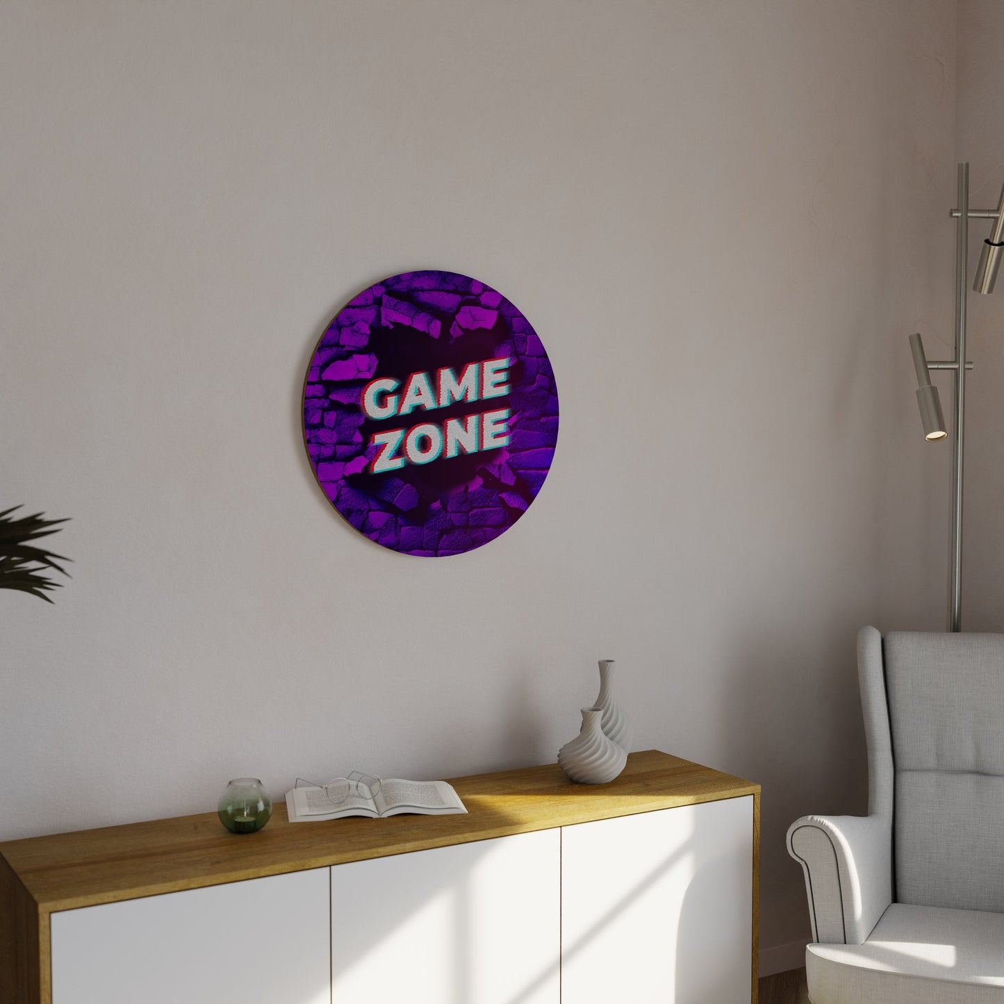 ZONA GIOCHI LUMINOSA Arte murale rotonda