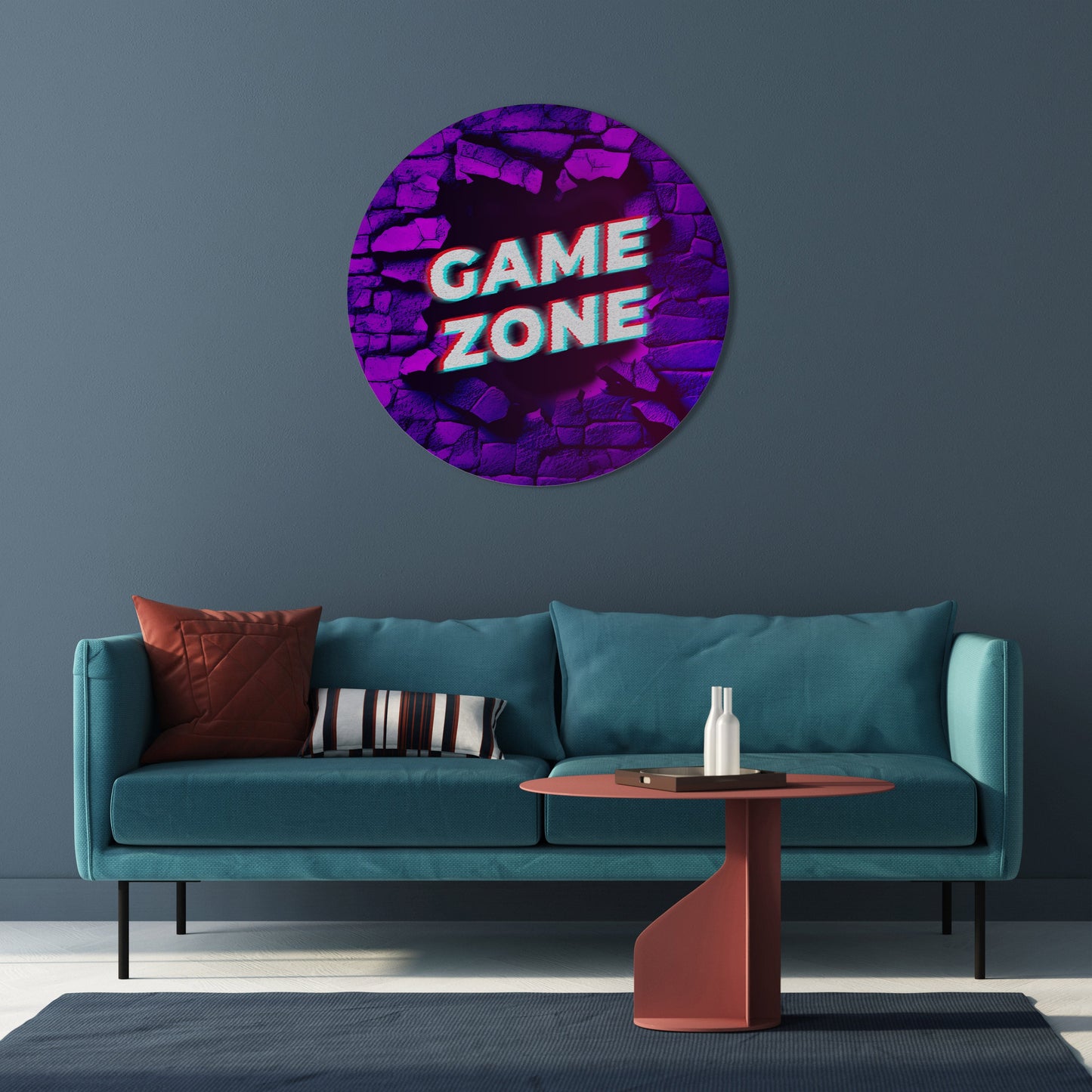 ZONA GIOCHI LUMINOSA Arte murale rotonda