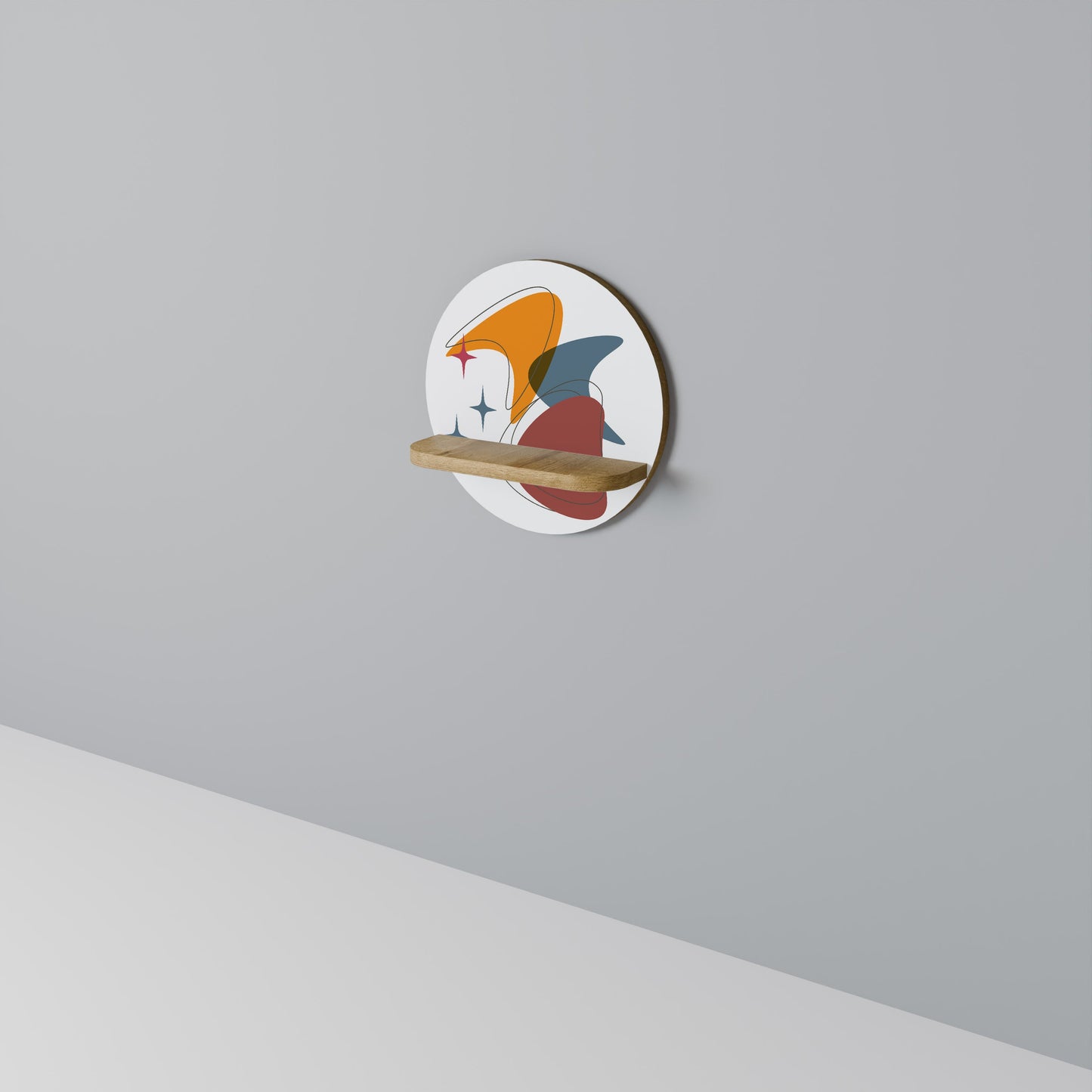 Mensola rotonda STELLAR STROKES effetto rovere