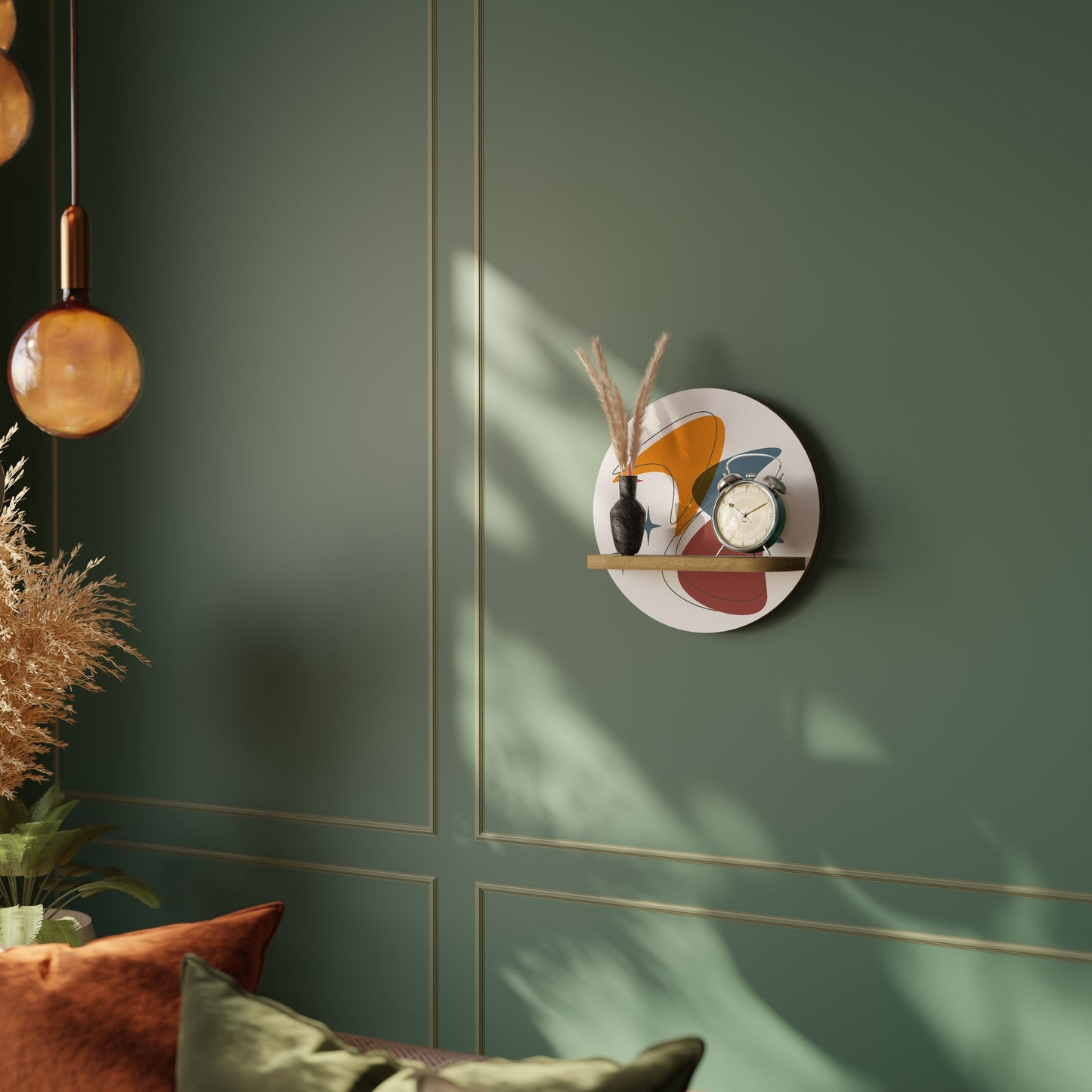 Mensola rotonda STELLAR STROKES effetto rovere