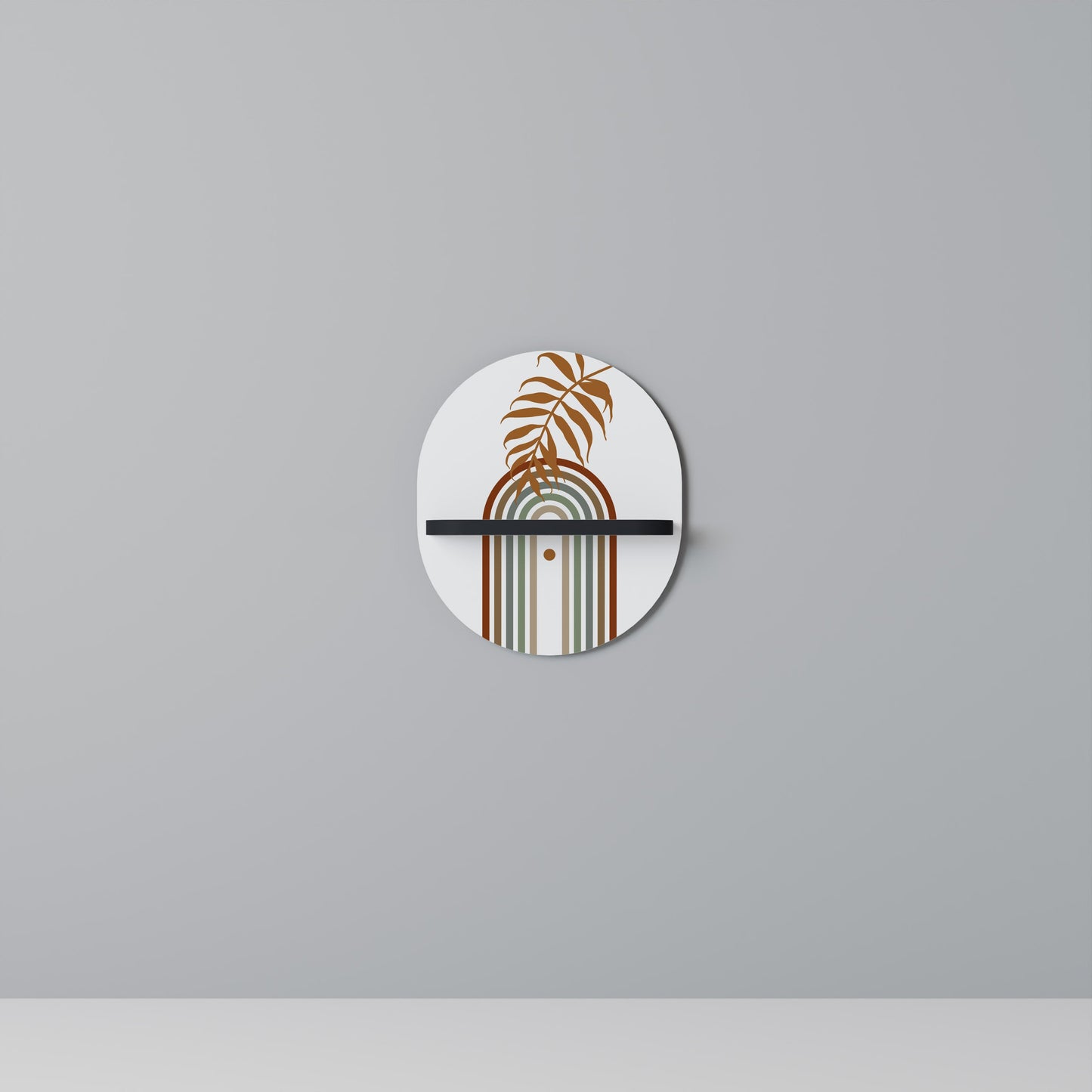 LEAF ON THE TOP Oval Art Shelf In Black Finish
