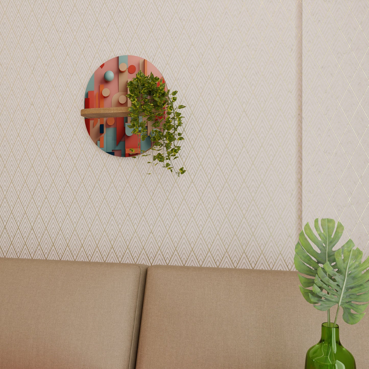 Mensola ovale COLORBURST CONSTRUCT in effetto rovere