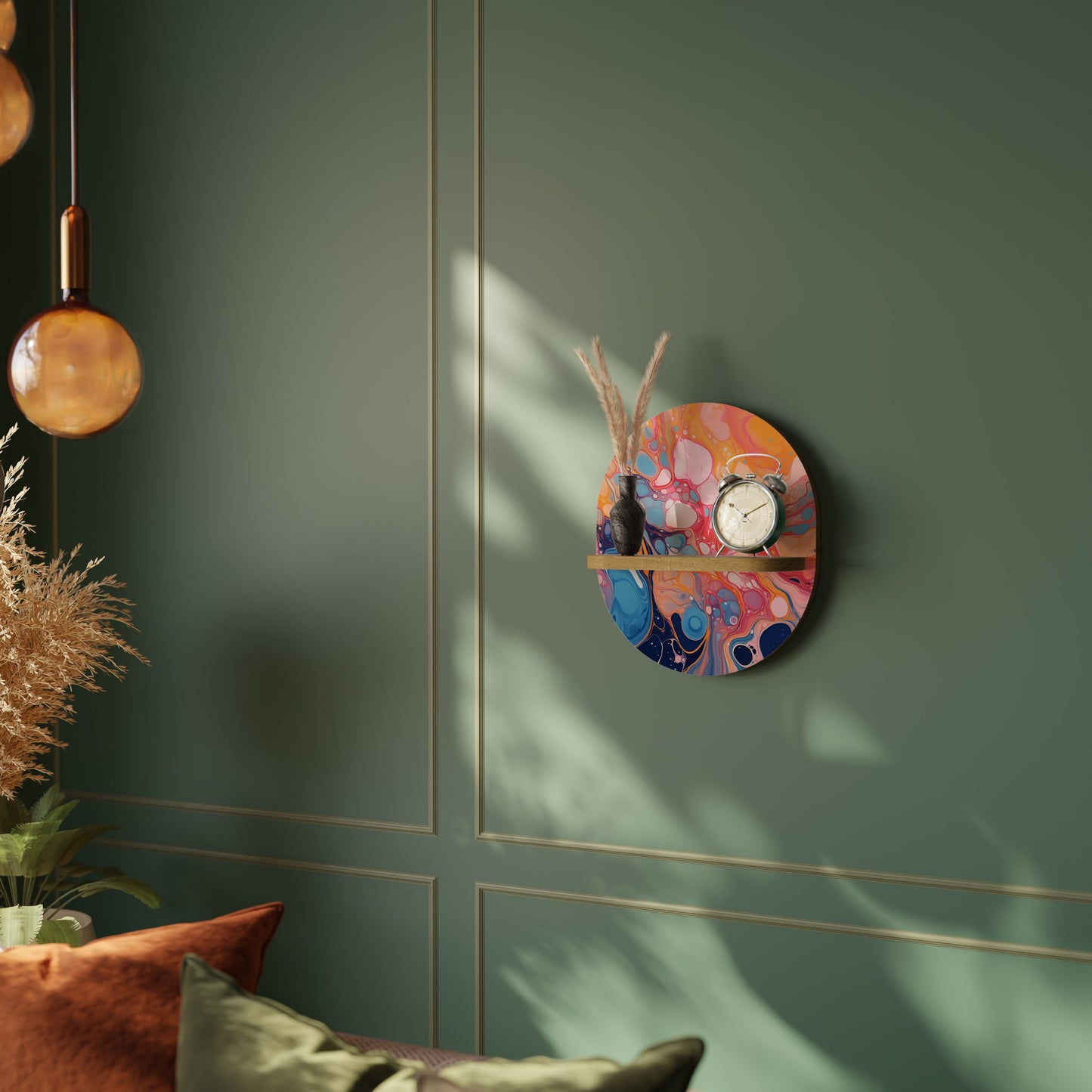 Mensola ovale INKED ILLUSIONS in effetto rovere
