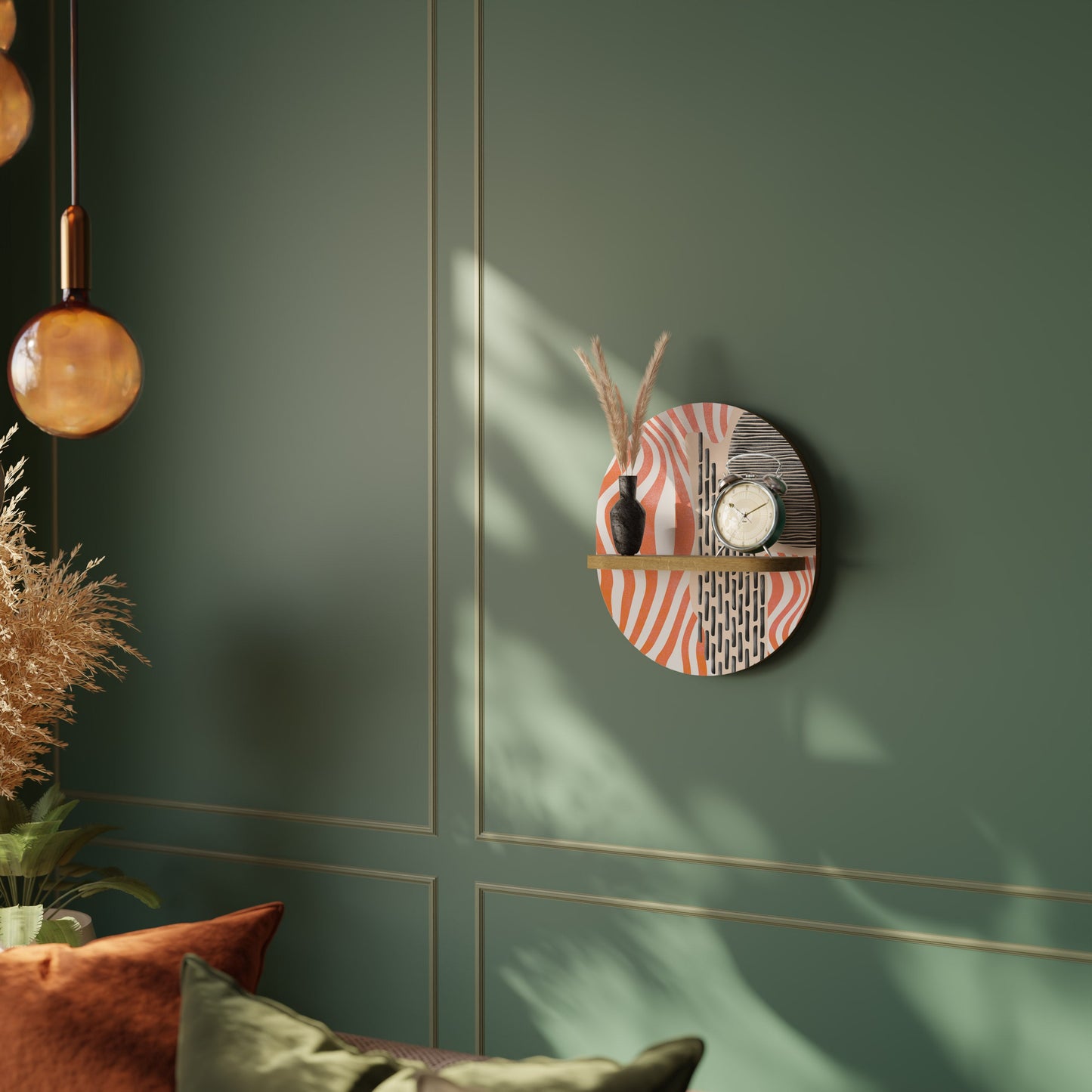 SUBLIME SYNTHESIS Mensola ovale per opere d'arte in effetto rovere