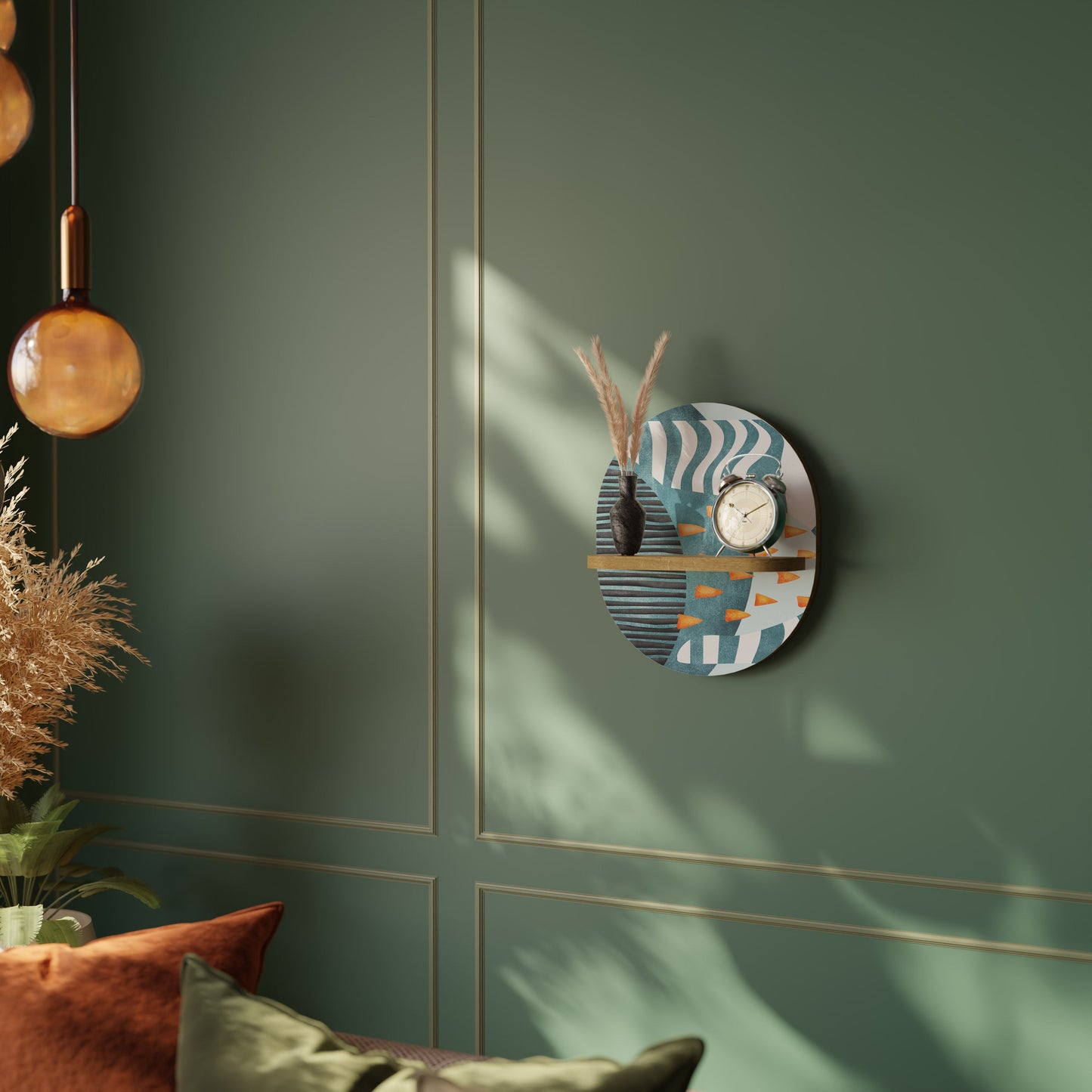 SHROUDED SHAPES Mensola ovale per opere d'arte in effetto rovere