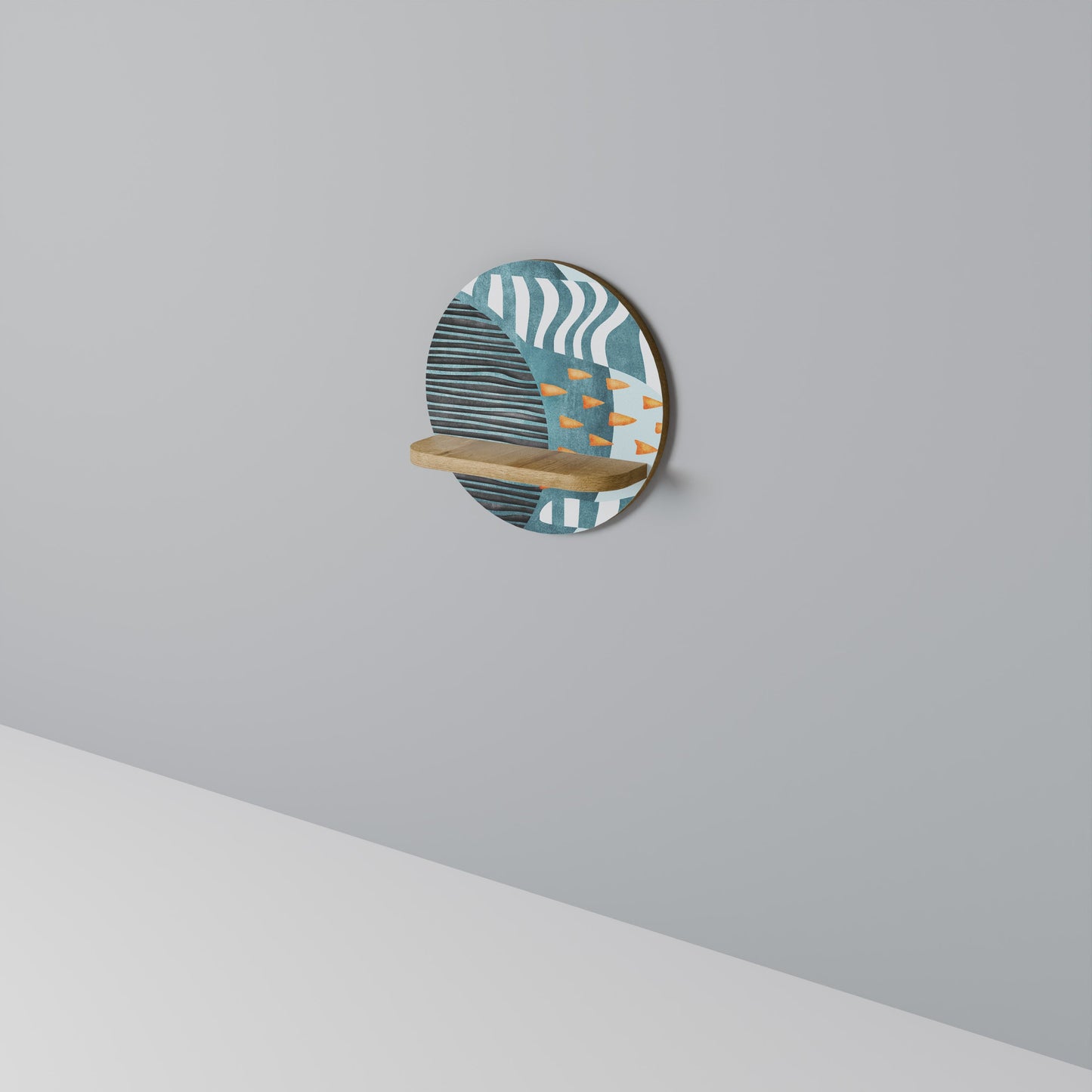 SHROUDED SHAPES Mensola rotonda per arte in effetto rovere