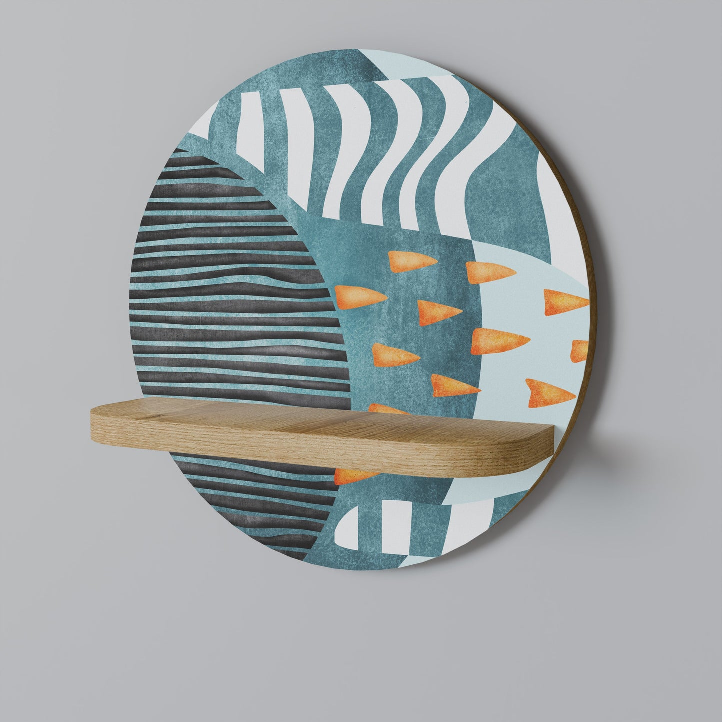 SHROUDED SHAPES Mensola rotonda per arte in effetto rovere