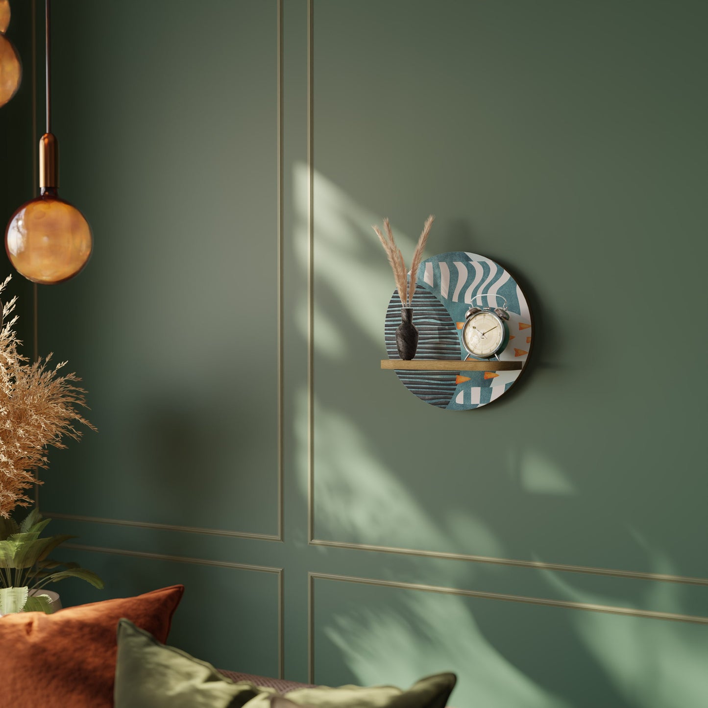 SHROUDED SHAPES Mensola rotonda per arte in effetto rovere