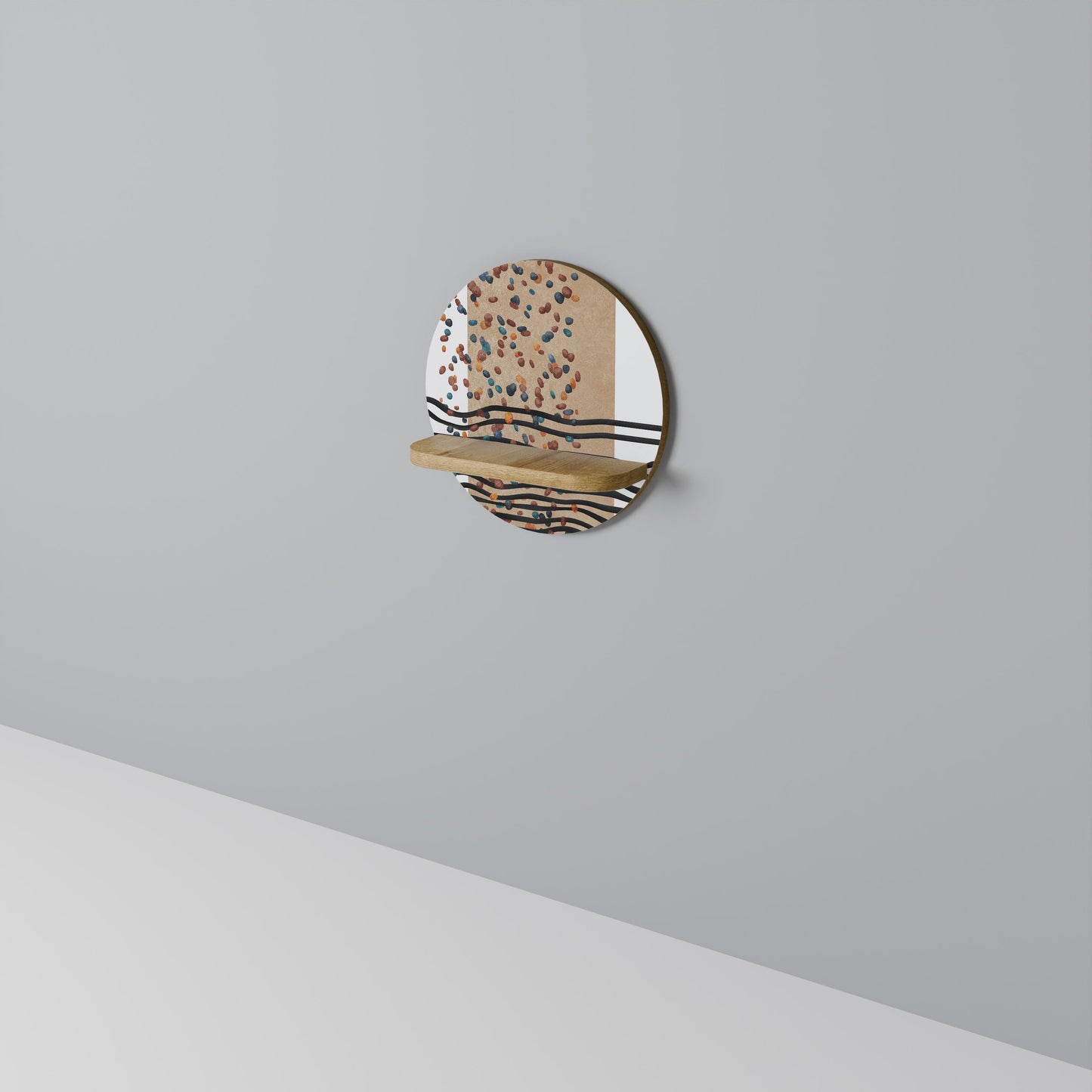 Mensola rotonda IMAGINARY RAIN in effetto rovere