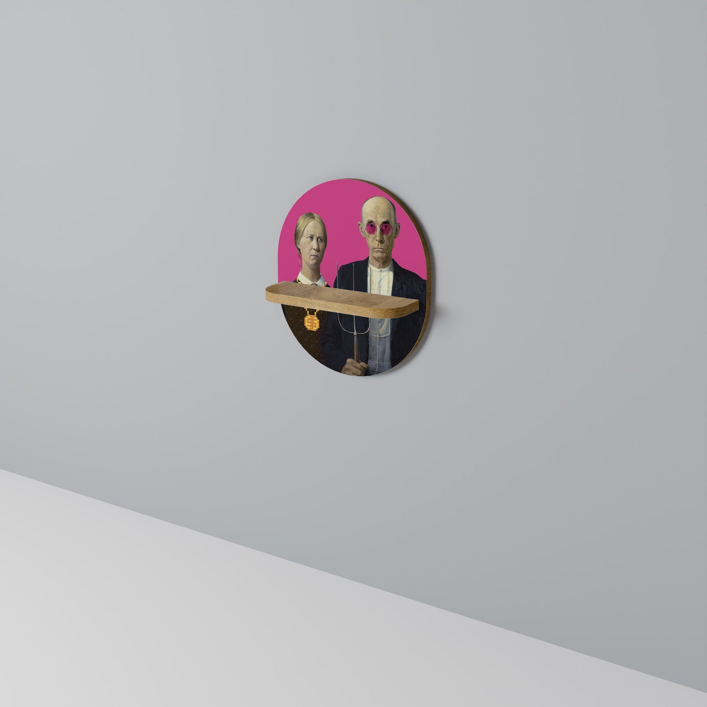 Mensola ovale AMERICAN GOTHIC BLING in effetto rovere