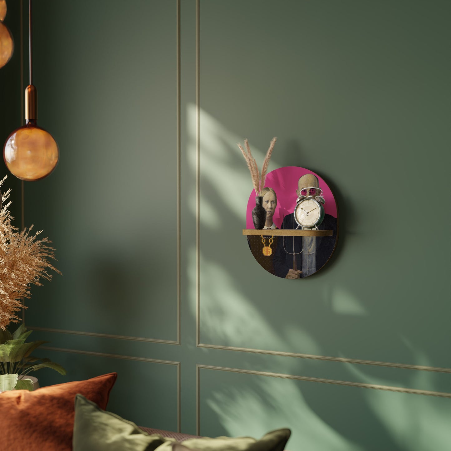 Mensola ovale AMERICAN GOTHIC BLING in effetto rovere