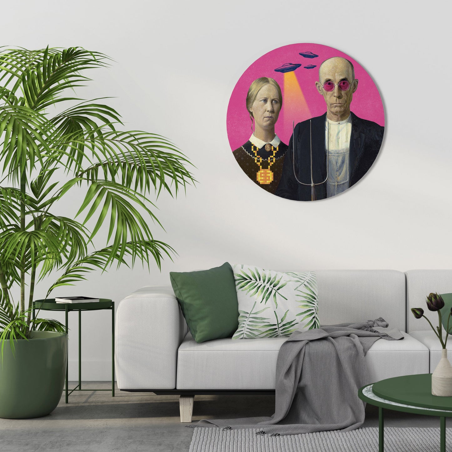 Arte murale rotonda AMERICAN GOTHIC ALIEN