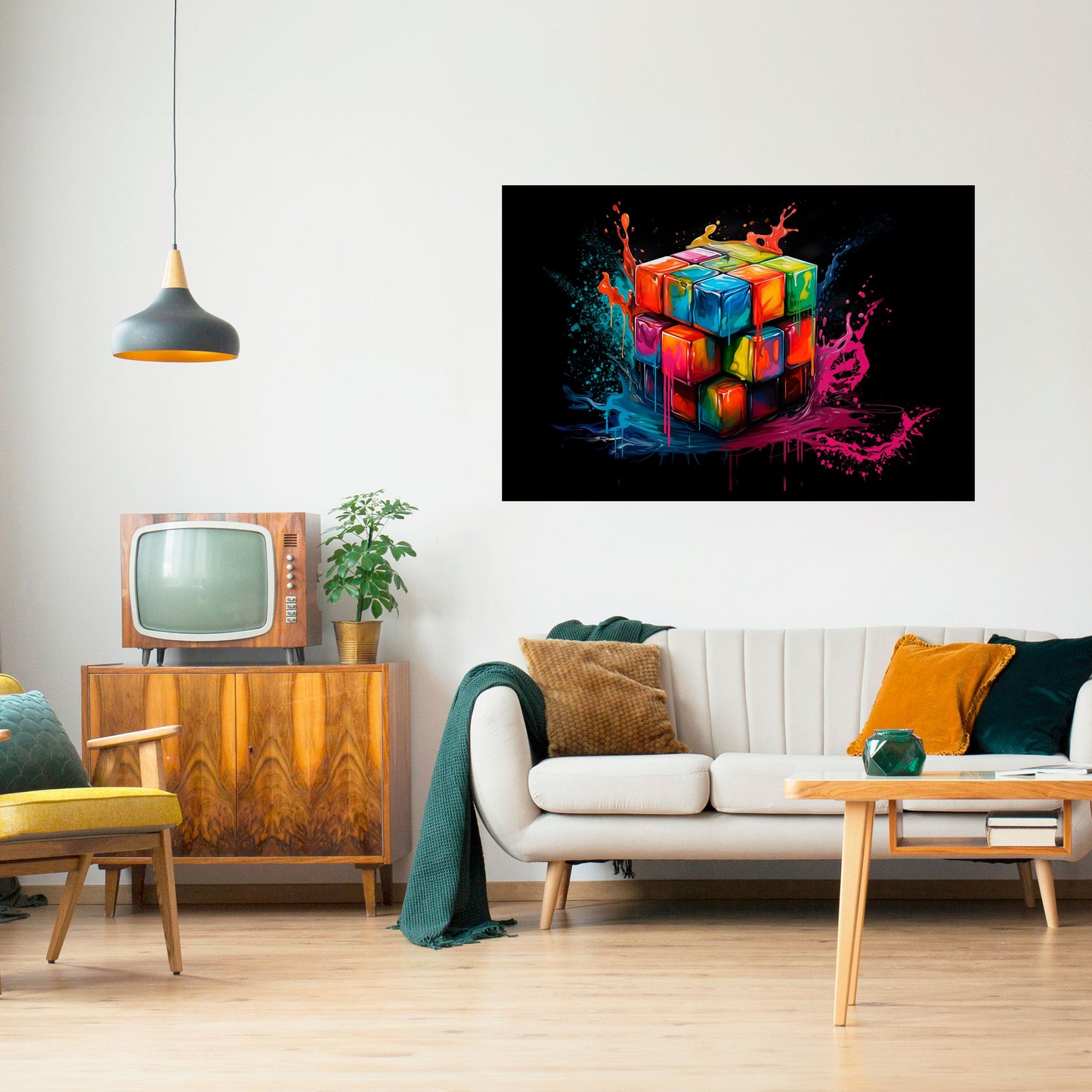 Poster orizzontale staccabile e attaccabile CUBE FUSION