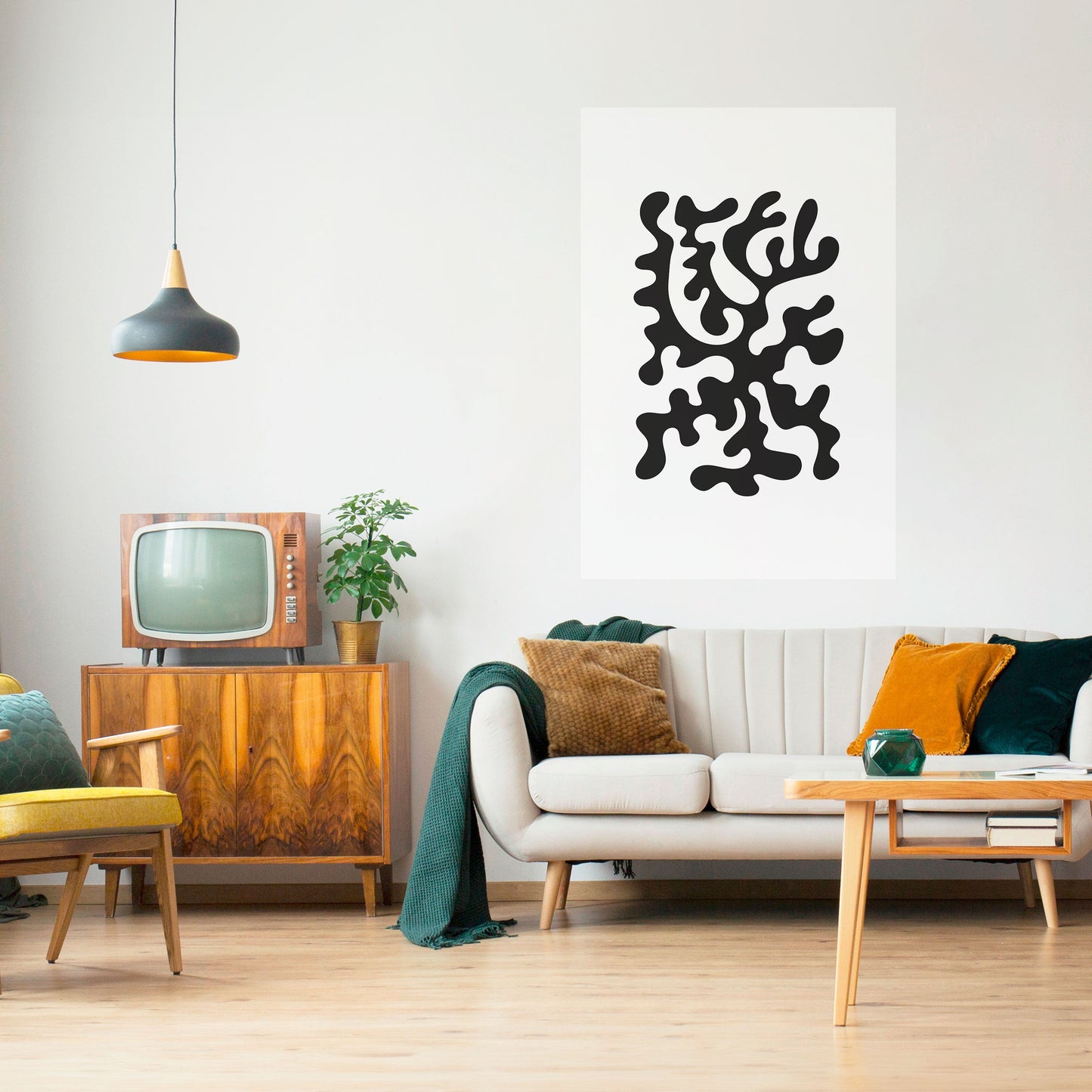Poster verticale staccabile e attaccabile CHARCOAL CASCADE